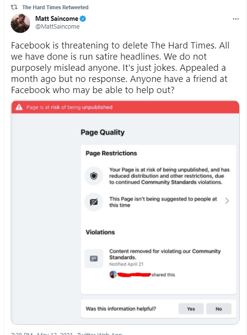 Facebook Threatens to Unpublish Parody Page for Misinformation – The ...